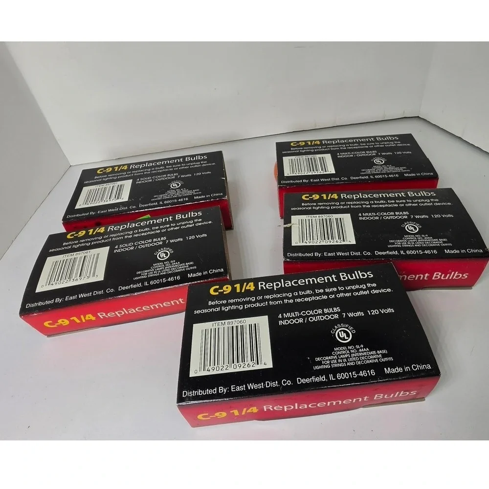 Holiday Seasons C-9 1/4 Replacement Bulbs Orange 7W 120V 20 Count Total 5 Packs
